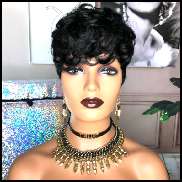 Short Curly Pixie Cut Wig Human Hair Glueless Natural Daily Wear Adjustable main image 3